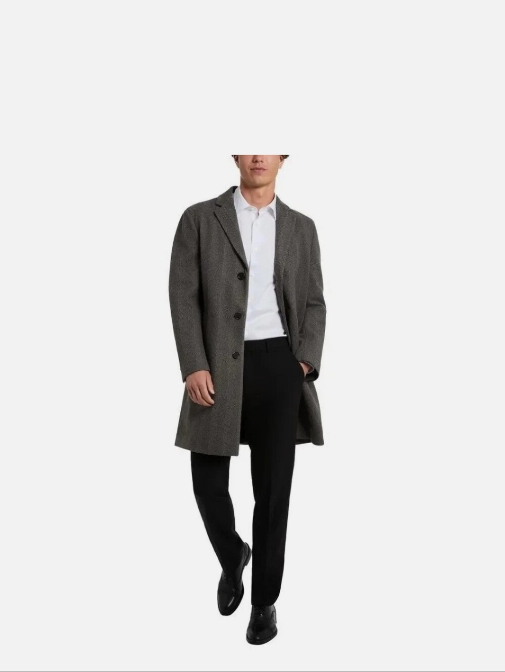 NWOT Kenneth Cole Reaction Men's Gray Herringbone Overcoat - Men's 40R
